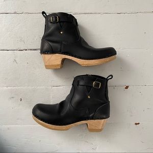 No.6 5" Leather Clog Buckle Boot on Mid Heel in Black, size 40 (9)